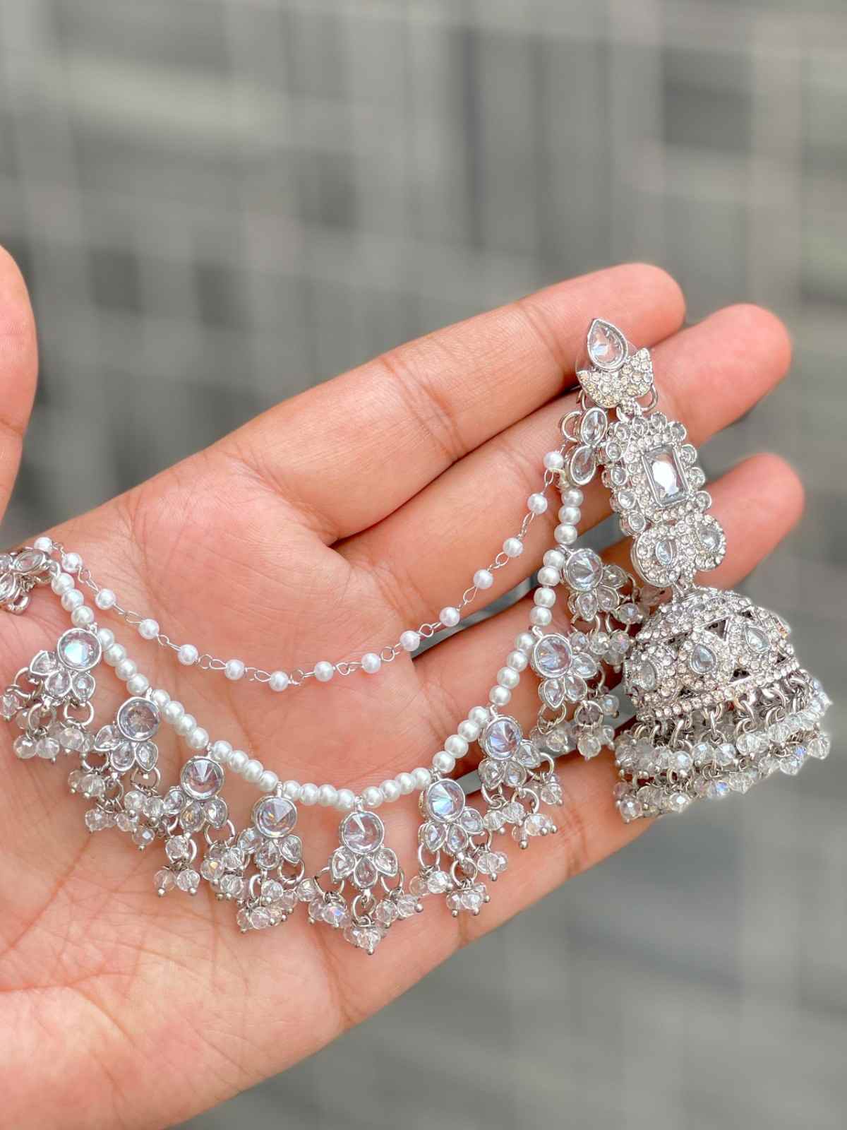 Beautiful Premium Quality Reverse Ad Stone Work Bollywood Shara  Jhumka..